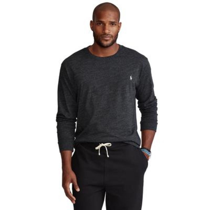 Polo Ralph Lauren Men's Big & Tall Longsleeve Tshirt  Black Marl 3XL