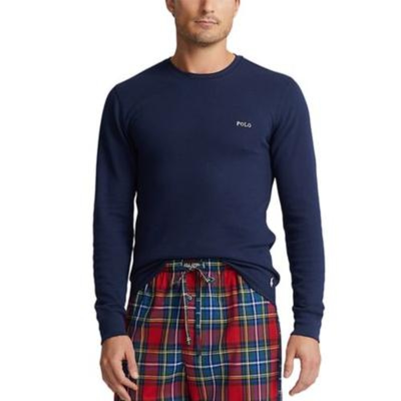 Polo Ralph Lauren Men's Waffle Knit Crew Shirt In Blue 2XL