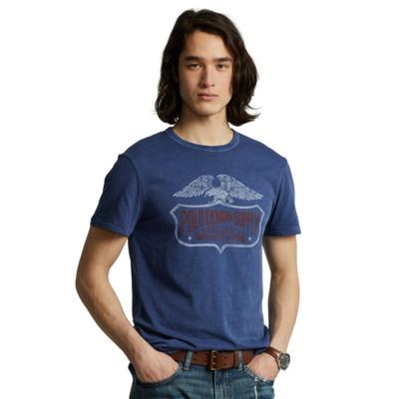 Ralph Lauren Mens Custom Slim Fit Logo T shirt Blue Small