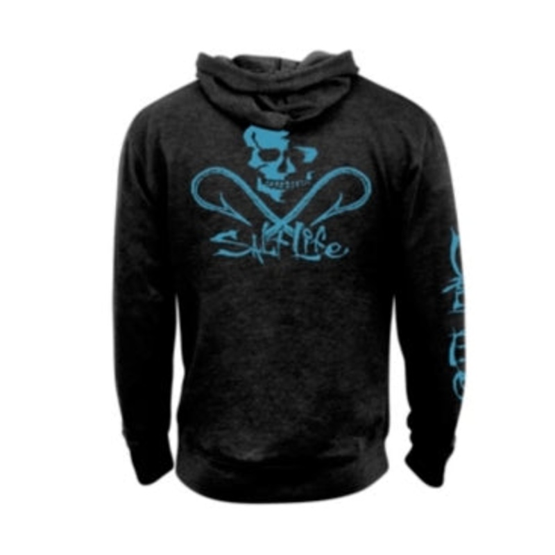 Salt Life Mens Skull & Hooks Hoodie  Charcoal Xl