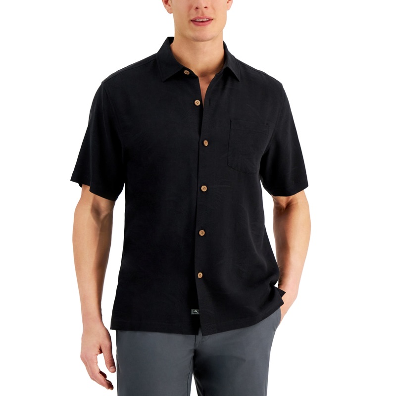 Tommy Bahama Mens Lush Palms Printed Button Down Shirt  Black Large