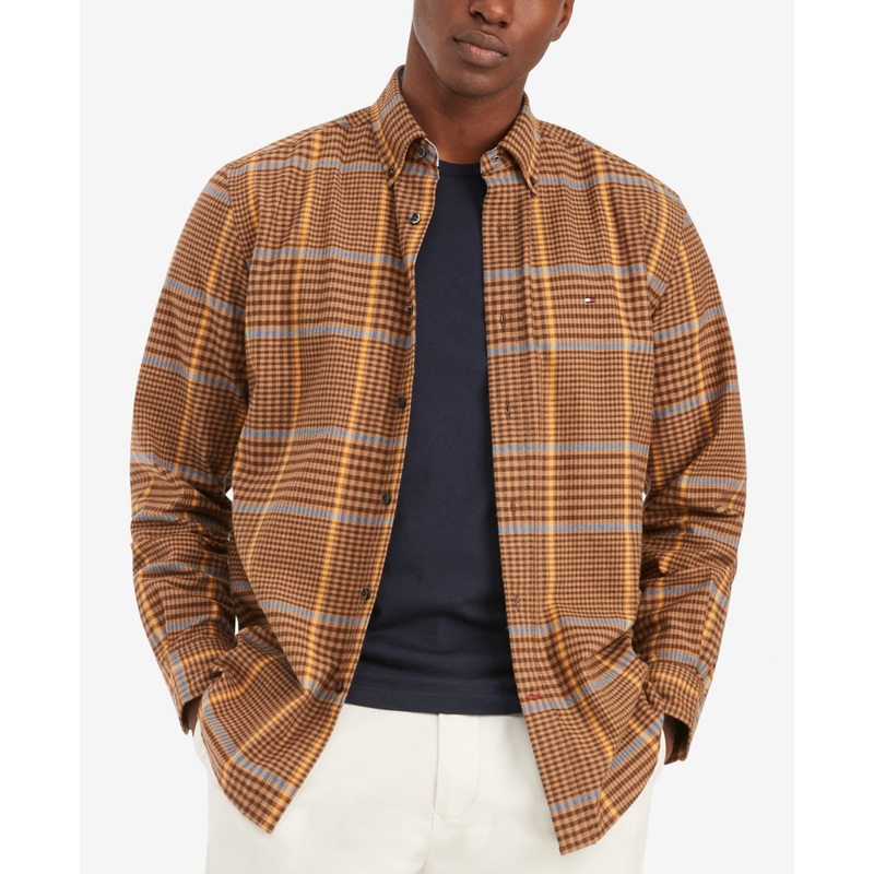 Tommy Hilfiger Men's Bennett Tartan Plaid Shirt Size 2XL Orange
