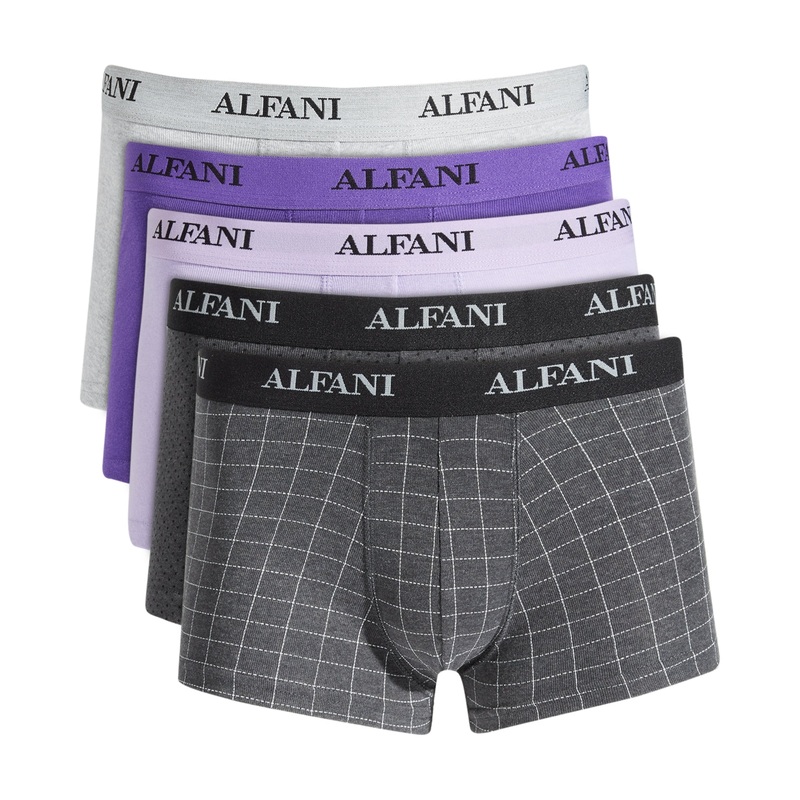 Alfani Men's 5 Pk Patterned & Solid Underwear Trunks Gray Small
