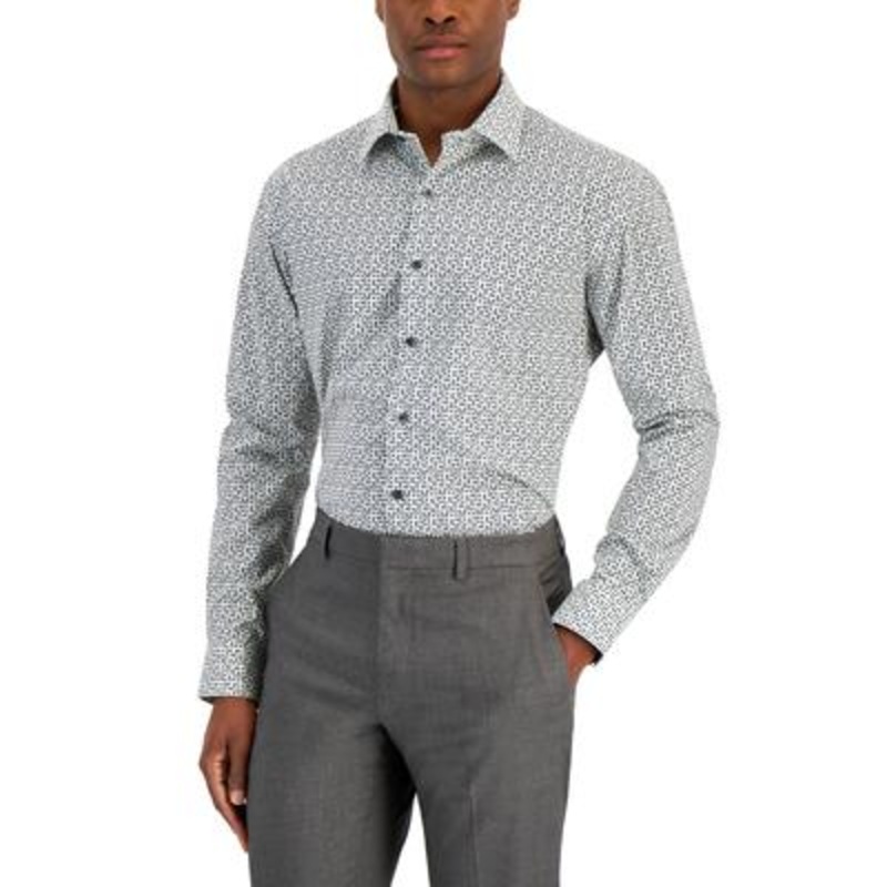Alfani Men's Regular Fit Green Traveler Dress Shirt 17-17.5 / 36 - 37