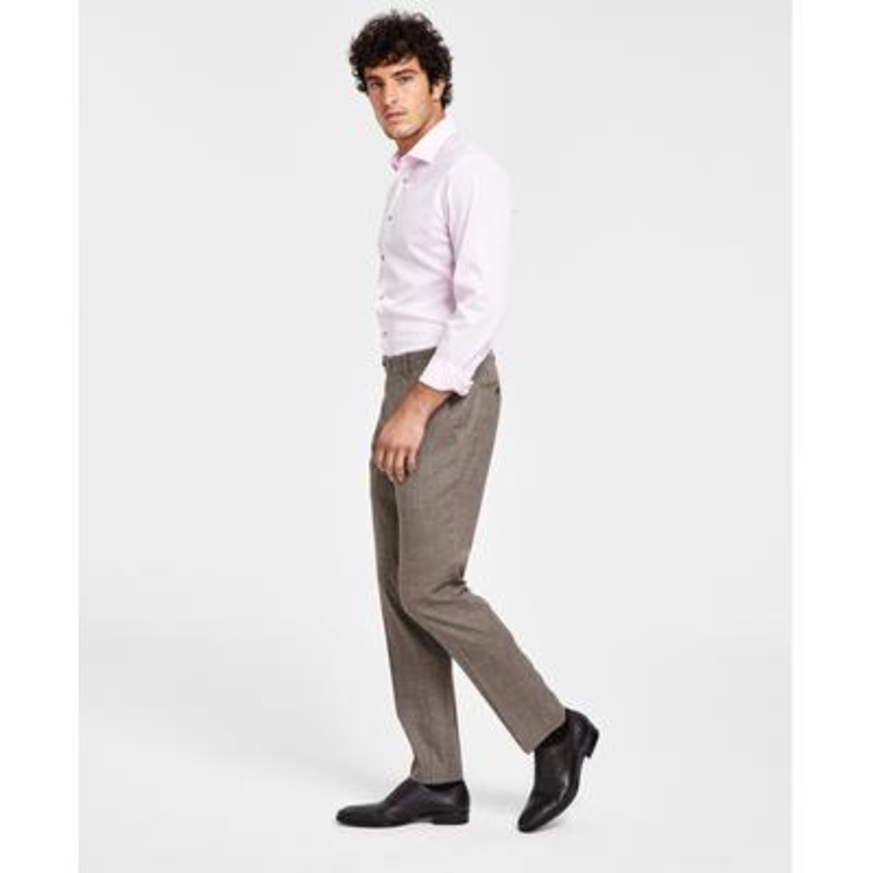 Bar Iii Men's Slim fit Check Suit Separate Pants  Burgundy/Black 33X32