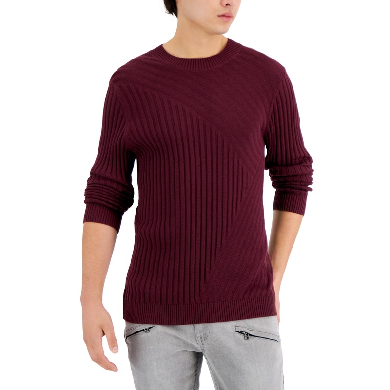 INC International Concepts Men's Tucker Crewneck Sweater Wine XL Red