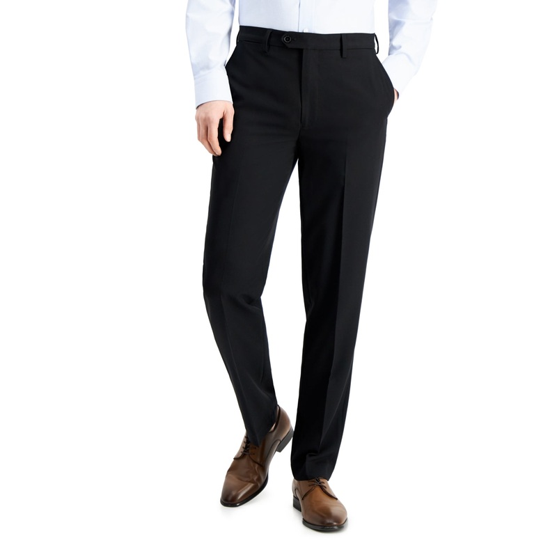 Nautica Mens Modern fit Dress Pants 34 / 30 Black Solid Stretch