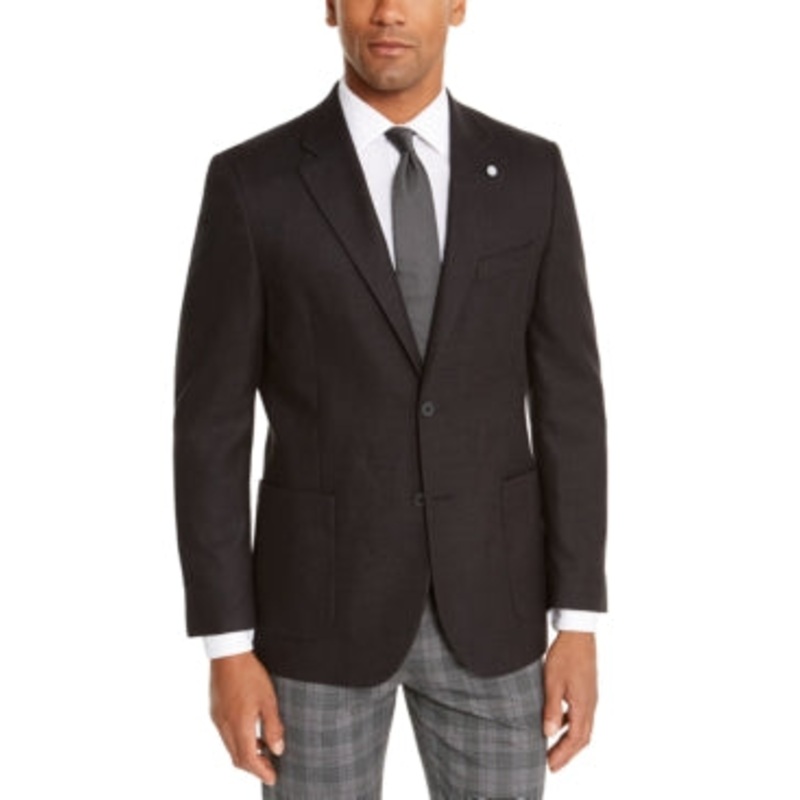 Nautica Mens Modern fit Sport Coat Blazer 38 R Black Solid Stretch