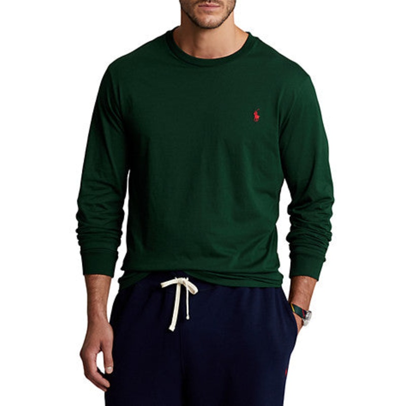 Polo Ralph Lauren Big Tall Graphic Tee Long Sleeve Shirt College Green Size 2XL
