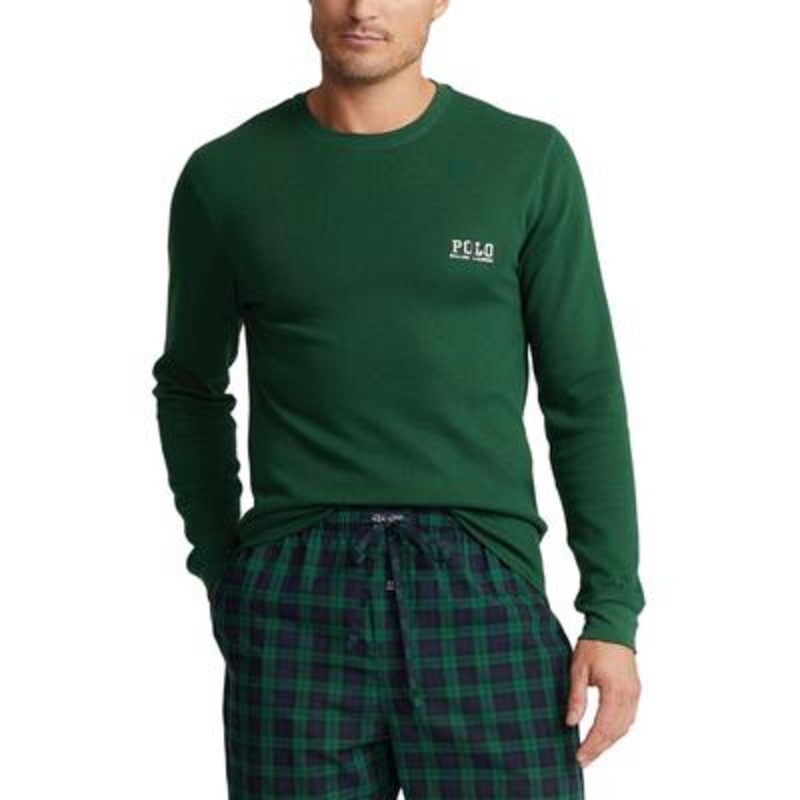 Polo Ralph Lauren Men's Waffle Longsleeve Pajama Shirt  College Green Large