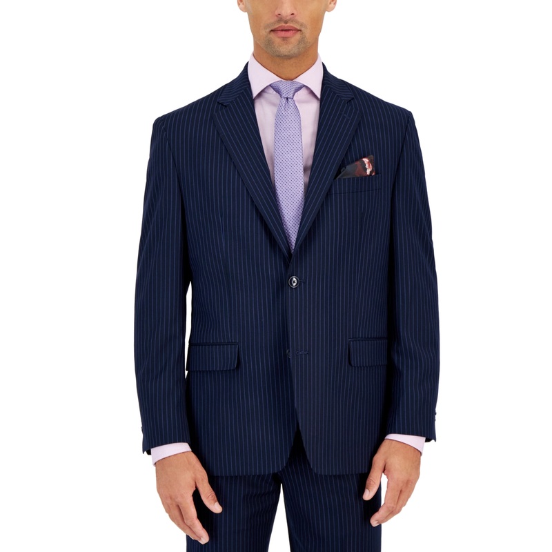 Sean John Mens Classic fit Suit Jacket Blazer 40 L Blue Striped