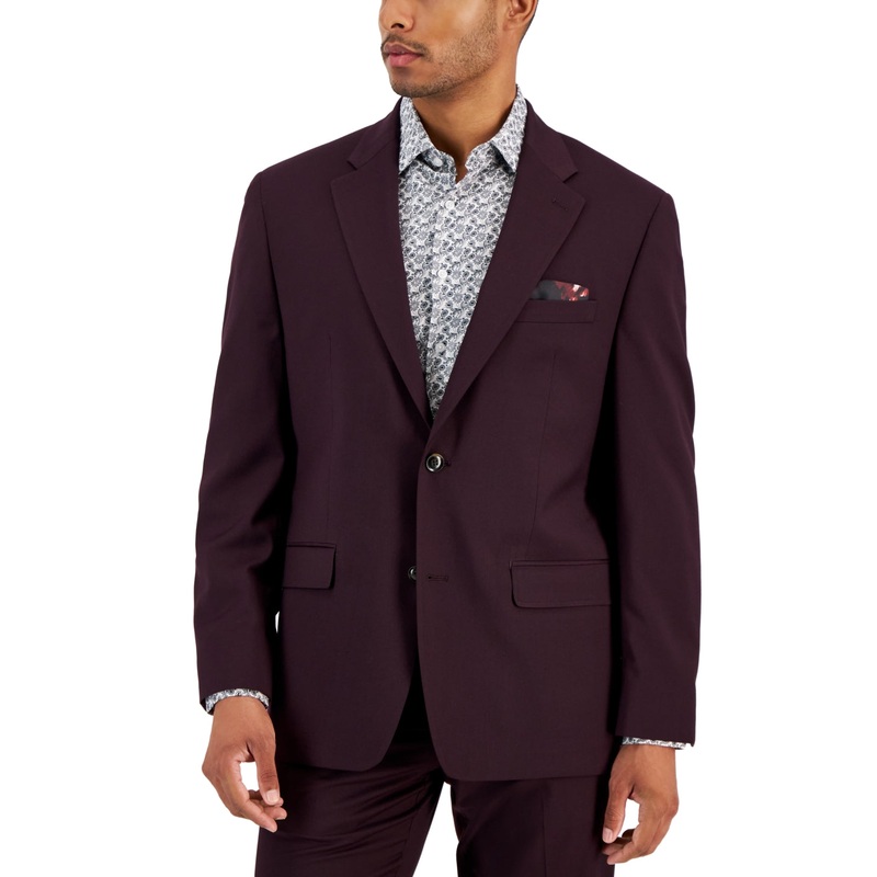 Sean John Mens Classic fit Suit Jacket Blazer 42 R Red Solid
