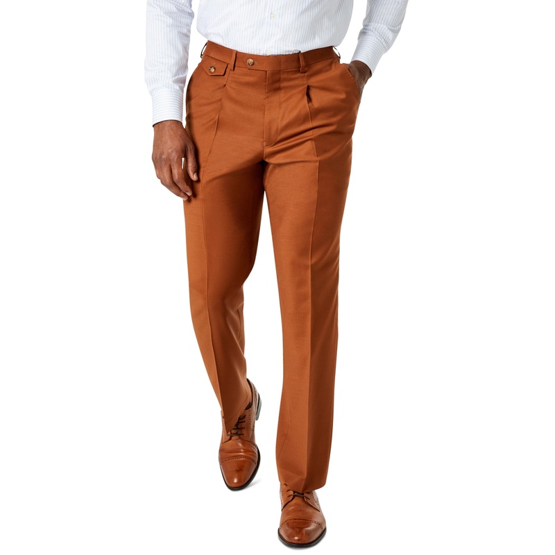 Tayion Collection Men's Brown Classic fit Suit Pants 36 X 34 Wool Blend