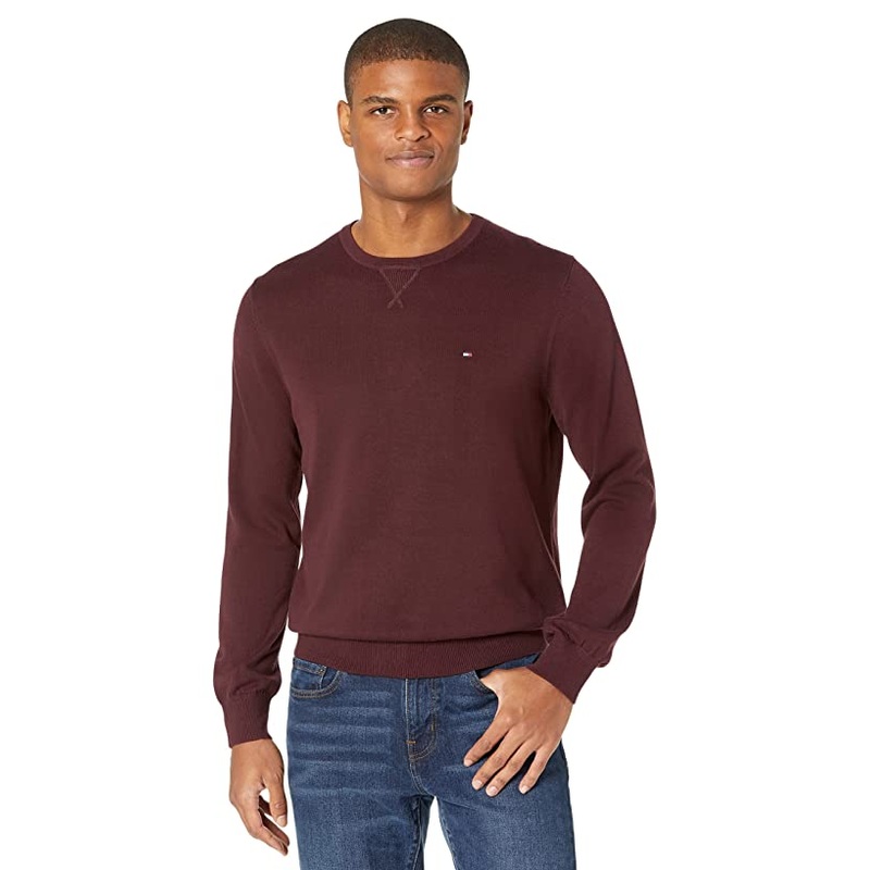 Tommy Hilfiger Men's Crew Neck Sweater Dark Cabernet Wine XS