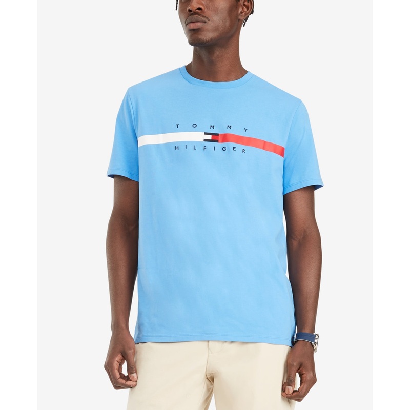 Tommy Hilfiger Men's Flag Stripe Tshirt Xl  Copenhagen Blue/Navy