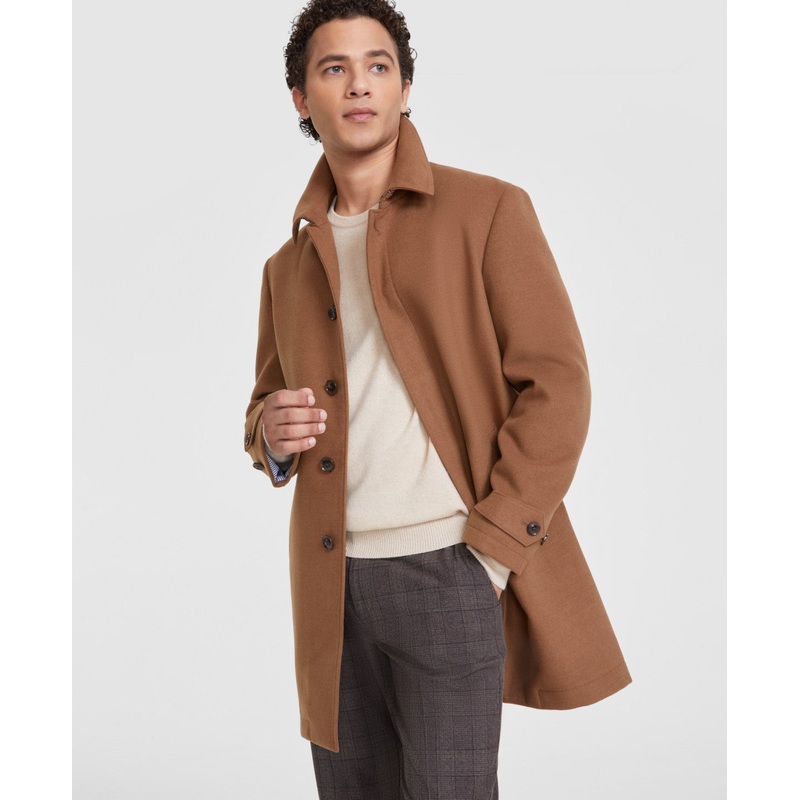 Tommy Hilfiger Mens Classic fit Overcoat Coat 40 R Beige Solid