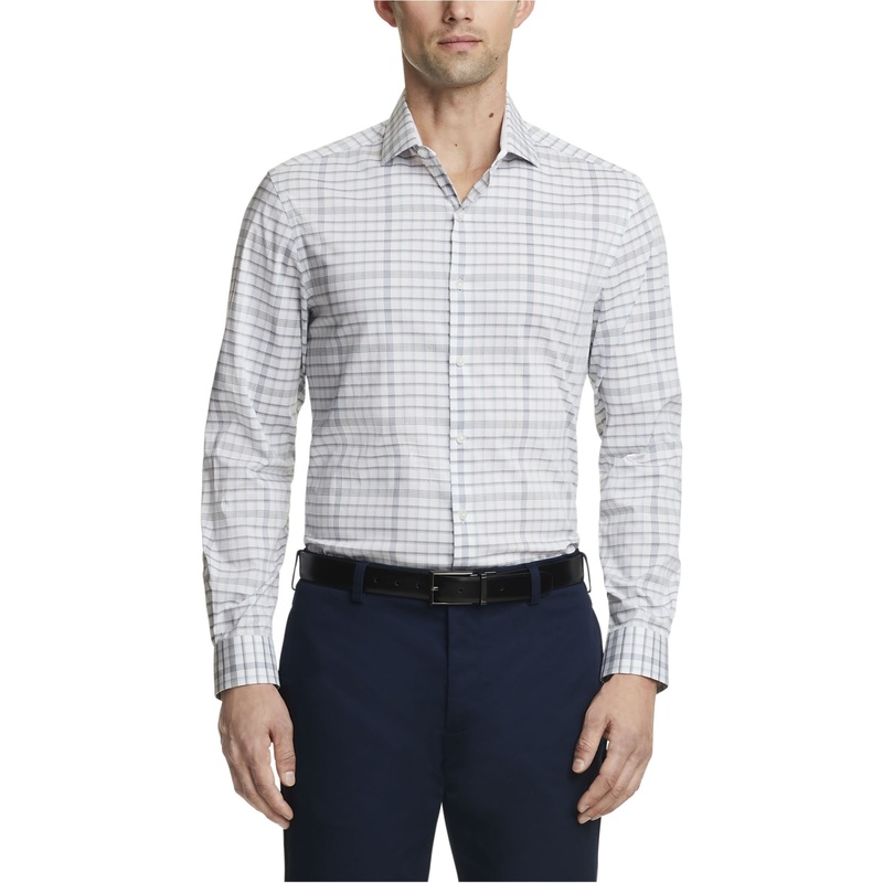 Van Heusen Men's Slim Fit Never Tuck Button Down  Dress Shirt  Lake Blue 14