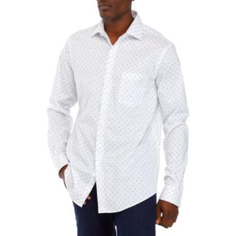 Van Heusen Men's Ultra Wrinkle Free Stretch Collar Shirt 16-16.5 / 32-33 Gray