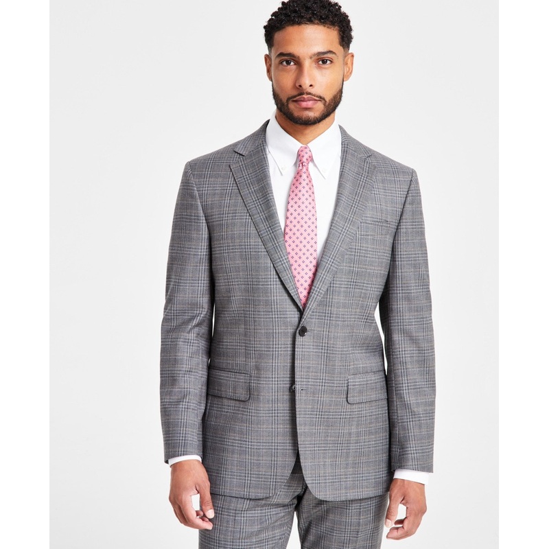 Brooks Brothers Mens Classic fit Suit Jacket Blazer 46 L Grey Plaid
