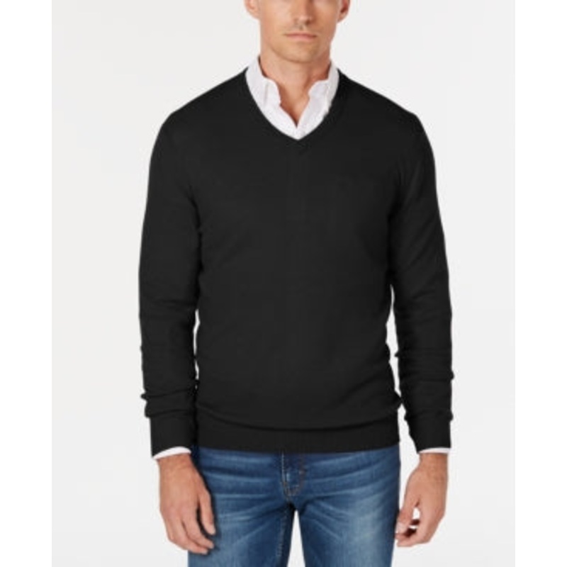 Club Room Men's Vneck Cashmere Sweater Black Large