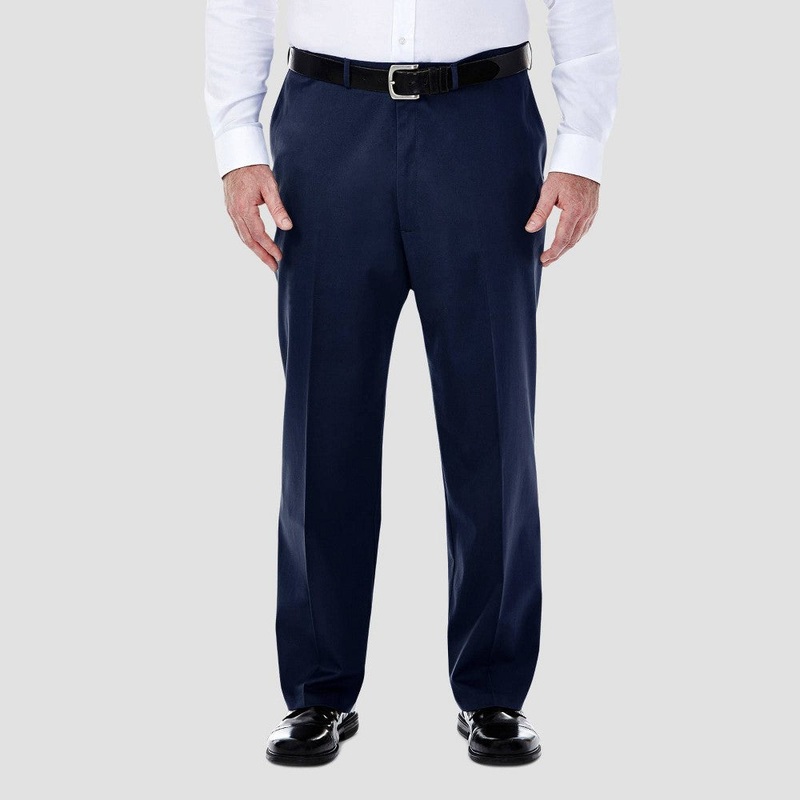Haggar Men's Big & Tall No Iron Khaki Classic Fit Pants Dark Navy 48X29