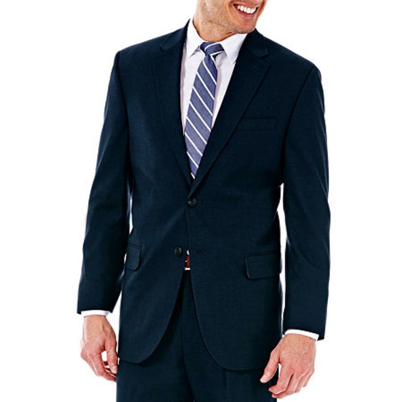 Haggar Men's Classic Fit Stretch Navy Sharkskin Suit Jacket 42R