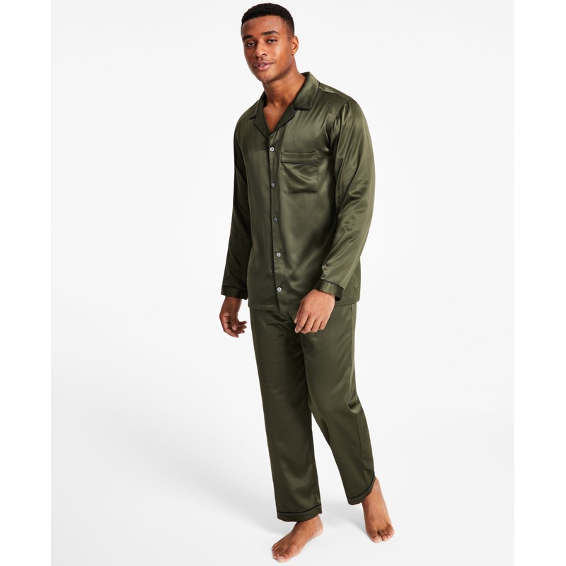 I.N.C. International Concepts Men's 2Pc. Tipped Pajama Set  Green Large