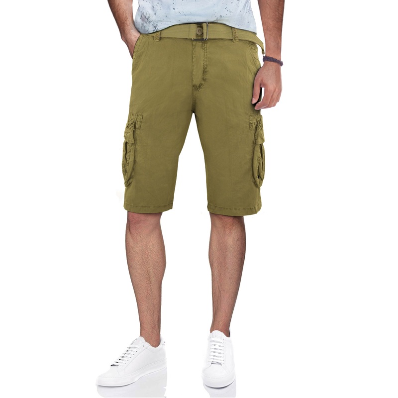 Men's Khaki Cargo Shorts + Belt  New 32 Reg