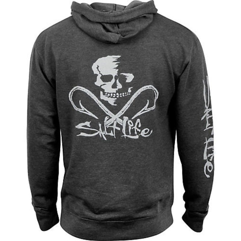 Men's Skull And Hooks Pullover Hoodie Sweatshirt Salt Life Charcoal Xxl