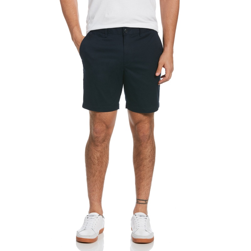 Mens Slim Fit 8" Inseam Khaki Shorts Penguin Navy 29 Reg