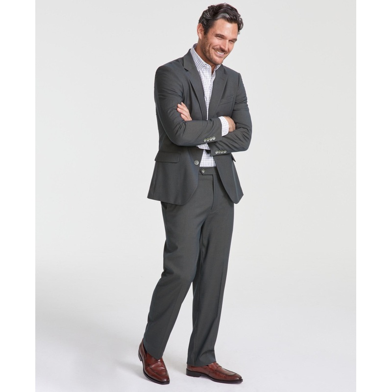 Nautica Mens Modern fit 2 Piece Suit 40 L / 34 Waist Green Solid Stretch