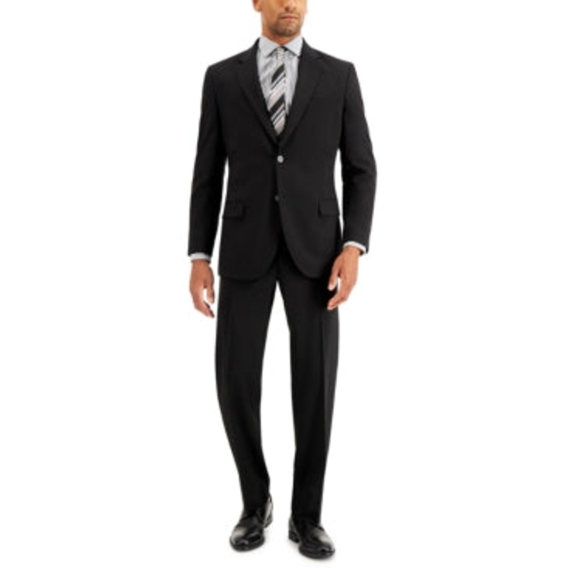 Nautica Mens Modern fit 2 Piece Suit 54 R / 48 Waist Black Solid Stretch