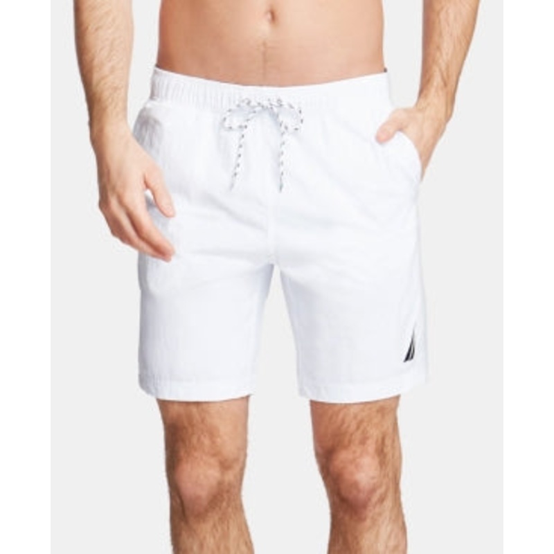 Nautica Mens Regular fit Swim Trunks Swimwear Medium / 8 White Solid