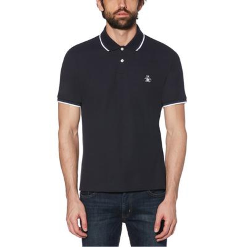 Original Penguin Men's Sticker Pete Pique Polo  Dark Sapphire  Navy  Small