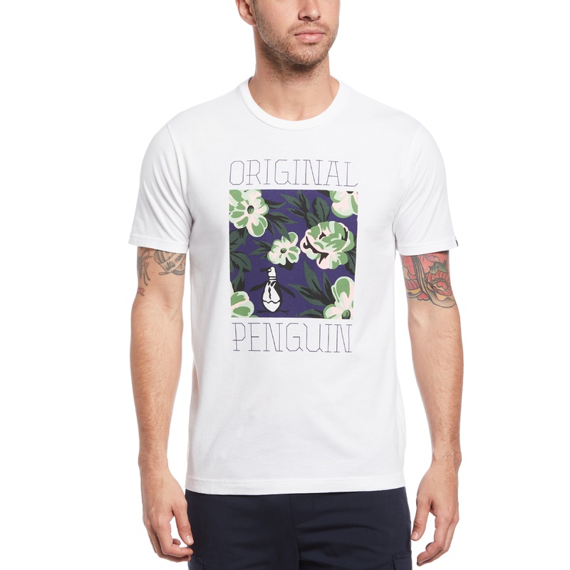 Original Penguin Mens Knit Jersey Tshirt Bright White Medium