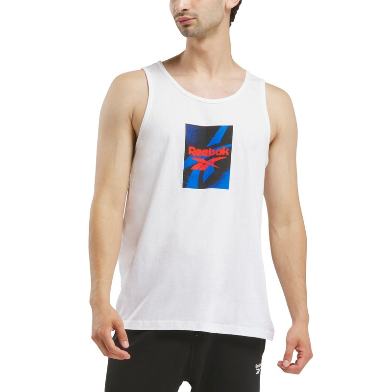 Reebok Men Regular fit Sleeveless Tank Top Shirt Large White Solid
