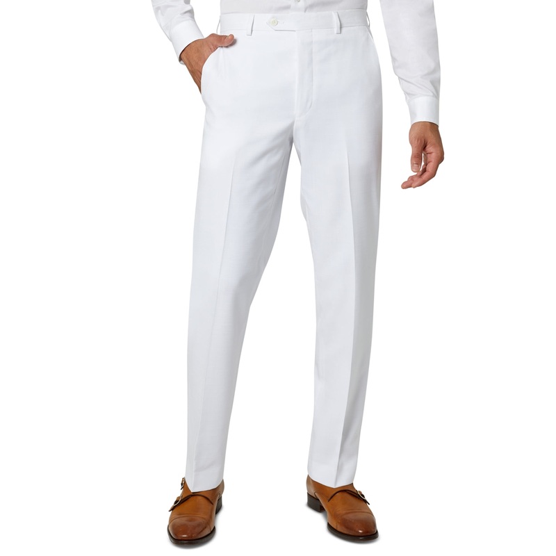 Sean John Mens Classic fit Dress Pants 38 / 34 White Solid