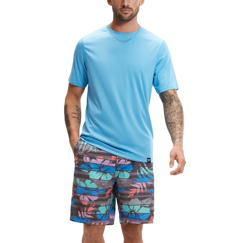 Speedo Men Regular fit Short Sleeve T-Shirt Swimwear XXL Blue Solid