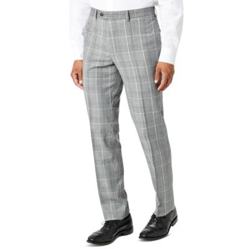 Tallia Men's Slimfit Plaid Suit Pants  32X30  Black/White