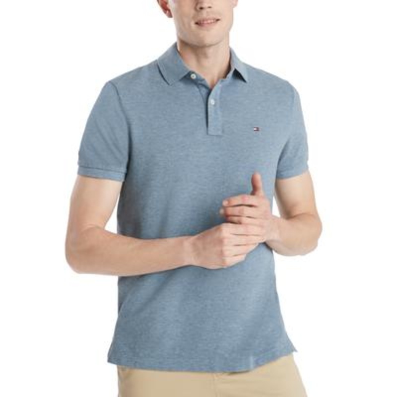 Tommy Hilfiger Men's Customfit Ivy Polo  Medium Chambray Heather Blue 2XL