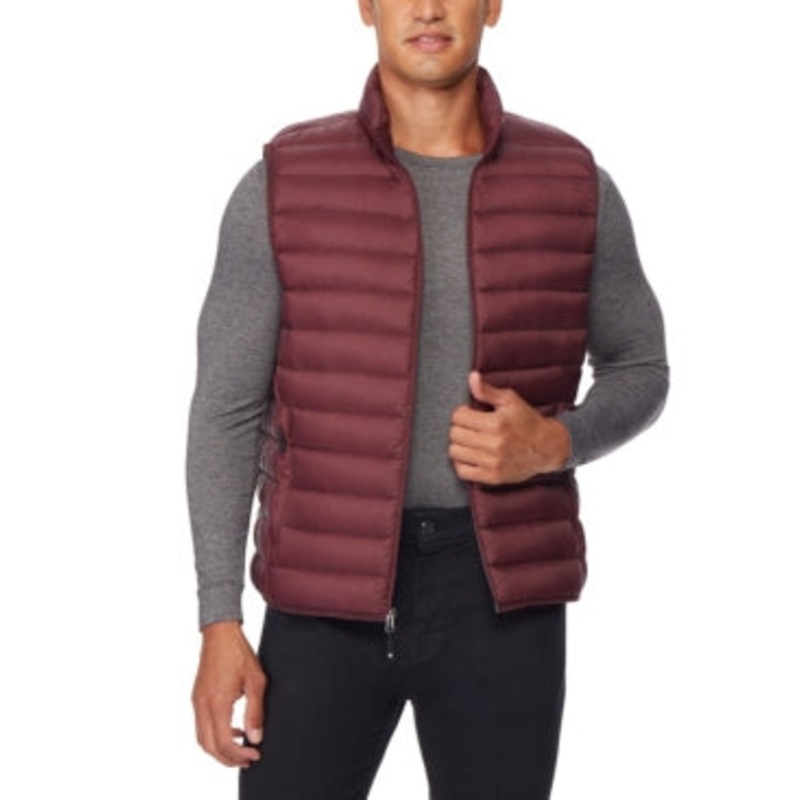 32 Degrees Men's Down Packable Vest Jacket Wine Small