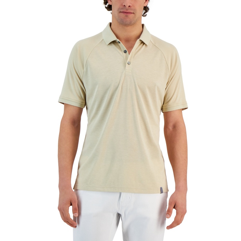 Alfani Men's Alfatech Polo Shirt Small Brown Rice  Natural