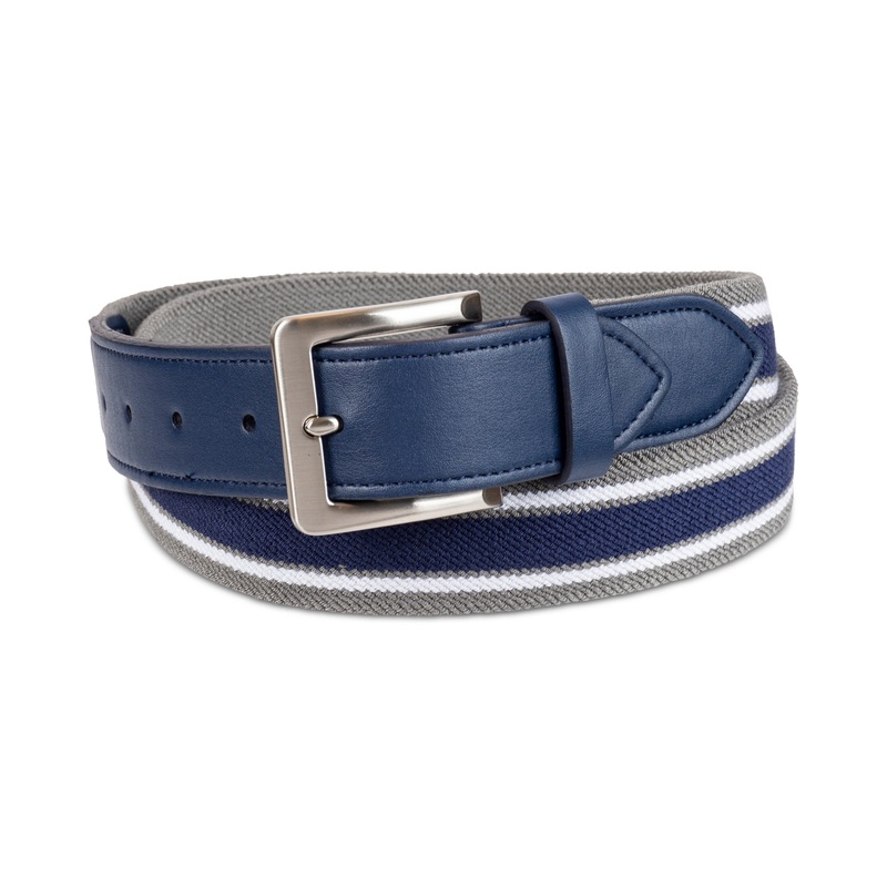 Club Room Men's Stretch Stripe Belt  Navy Xl