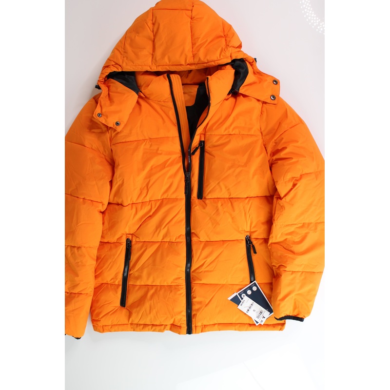 Men's Club Room Stretch Hooded Puffer Jacket  Orange Size Small