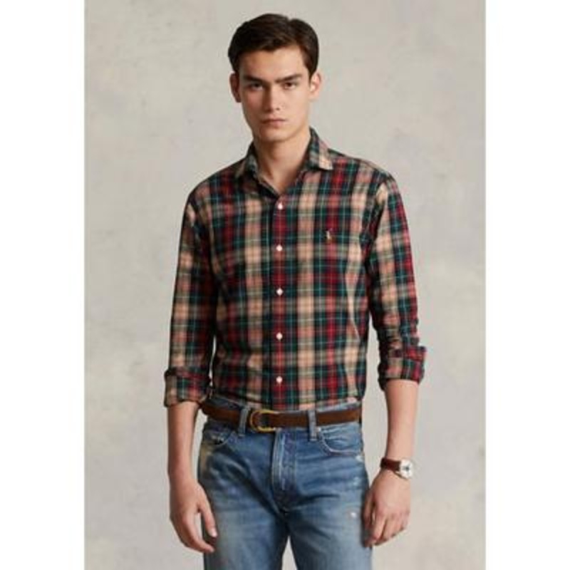 Polo Ralph Lauren Classic Fit Plaid Oxford Shirt Red Multi Large