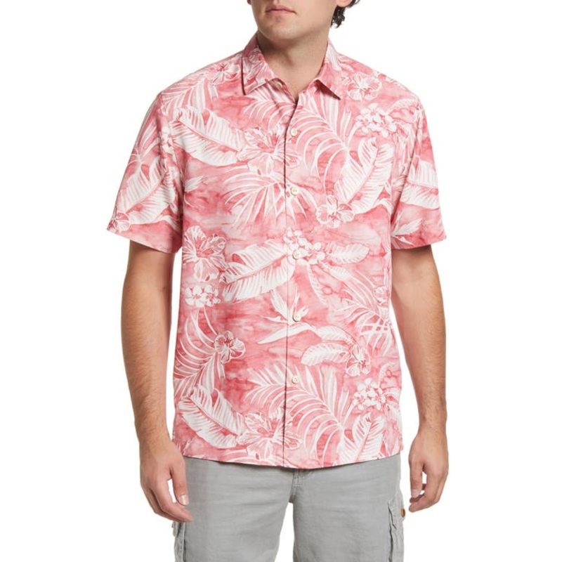 Tommy Bahama Men's Coconut Point Aqua Camp Shirt Red Sail XXXL