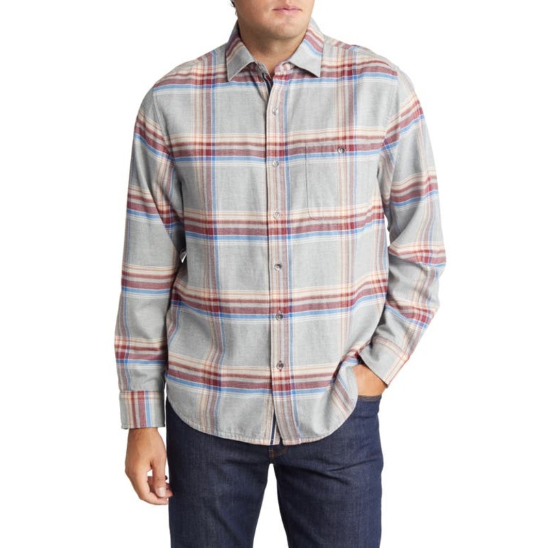 Tommy Bahama Men's Montara Plaid Shirt  Bala Shark Light Grey Large