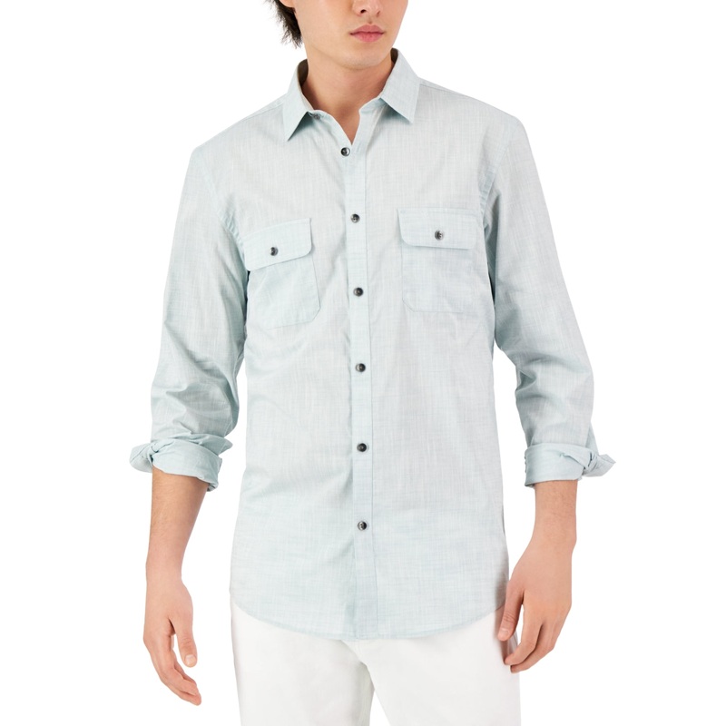 Alfani Men's Regular fit Solid Shirt  Blue Large