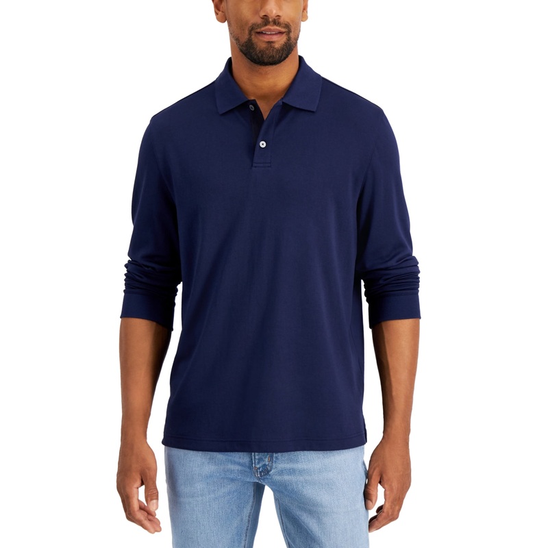 Alfani Men's Regular fit Supima Polo Shirt Navy Blue Medium