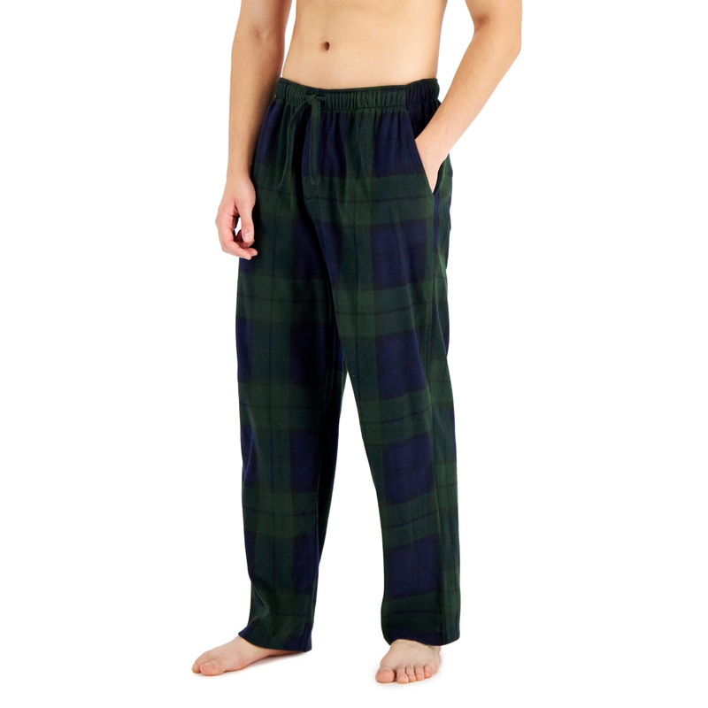 Club Room Men's Cozy Fleece Pajama Pants  Green Navy  Large